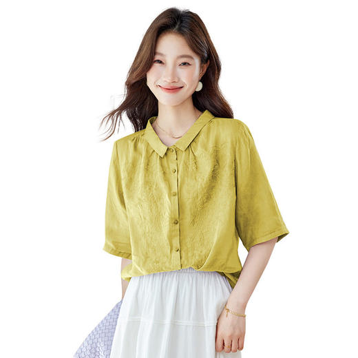 紫色绣花衬衫女短袖2026夏装新中式国风上衣气质轻熟衬衣   MJ-55054 商品图4