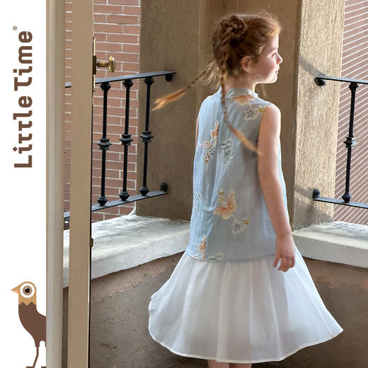 littletime女童旗袍连衣裙2026新款夏装蝴蝶洋气儿童国风汉服裙 商品图4