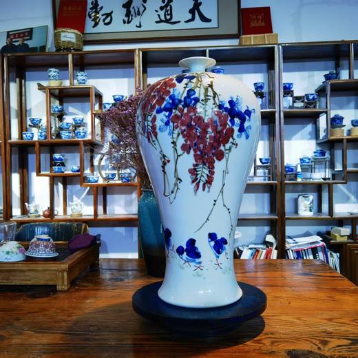 釉下彩紫气东来梅瓶 商品图0