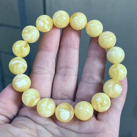 【青山特惠】12.8*17颗 精品原矿俄料 满蜜白花蜡圆珠蜜蜡手串 19.83克 m168