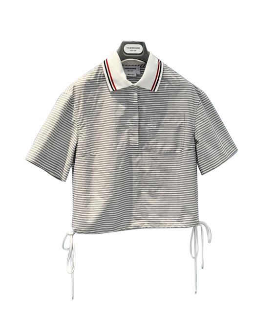 女款条纹抽绳短袖polo衫hu022 商品图0