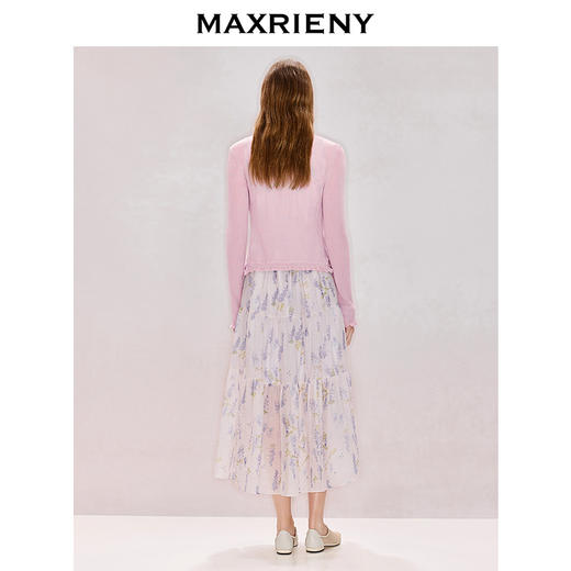 MAXRIENY淡紫色荷叶边针织开衫2026年夏季新款薄款针织衫毛衣上衣(货号:MZ80JA001) 商品图3