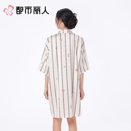 都市丽人睡衣女士睡衣薄家居服冰雪丝印花睡衣女士丝质短袖裙有杯垫女装睡裙LHC6B9 商品图2