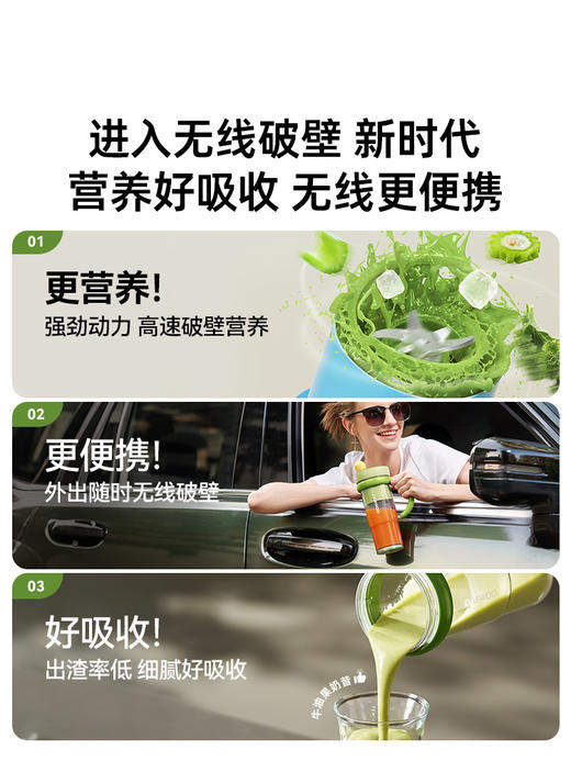 大宇无线破壁榨汁机小型迷你便携式榨汁杯ZB15 果蔬杯 商品图3