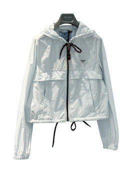 女款短版尼龙连帽风衣la020