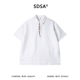 SDSA男装2026新款高贵轻奢潮牌纯色半拉链翻领短袖T恤百搭舒适