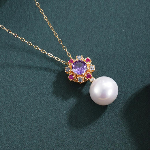 子佩集【灵毓秀馨】银S925珍珠惜王妃套链项链【MLTL048】镀金紫太阳2602 商品图0