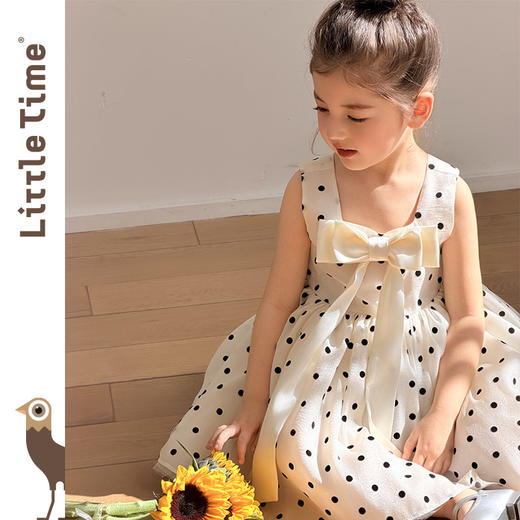 littletime2026春夏女童无袖波点连衣裙蝴蝶结背心裙洋气公主裙 商品图0