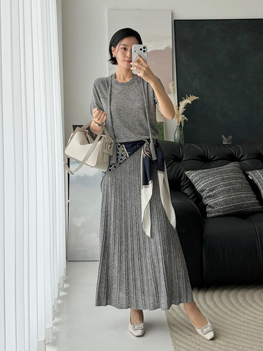 「工厂团购上新」 亚麻假两件披肩款圆领针织T恤上衣60605 商品图6