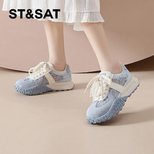 星期六时尚蕾丝拼接厚底阿甘鞋SSD2112EQK 商品图6