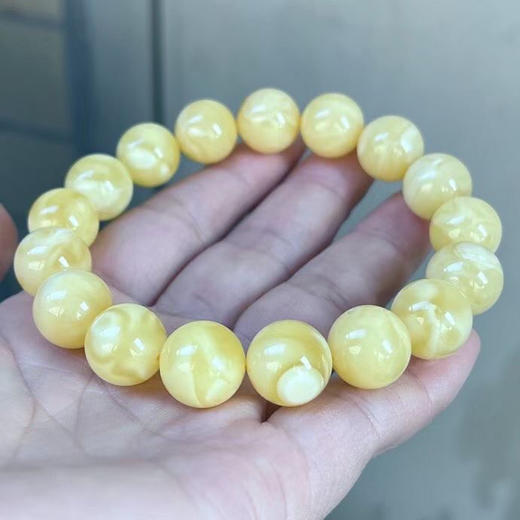 【青山特惠】12.8*17颗 精品原矿俄料 满蜜白花蜡圆珠蜜蜡手串 19.83克 m168 商品图4