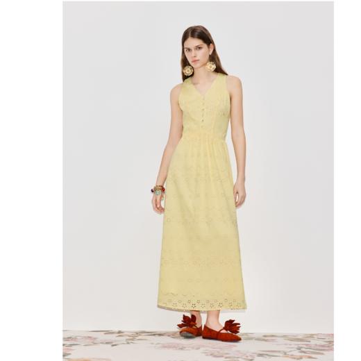 MAXRIENY波嬉风无袖V领花朵挂脖连衣裙26春夏高腰显瘦度假裙子(货号:MF80DR004) 商品图3