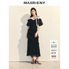 MAXRIENY法式复古花边收腰连衣裙25夏款浪漫赫本风长裙约会小黑裙(货号:MS86DR088) 商品缩略图0