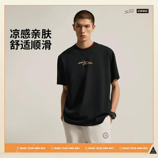 MJ| 李宁韦德系列男冰感舒适吸湿排汗宽松短袖文化衫AHSV011 商品图1