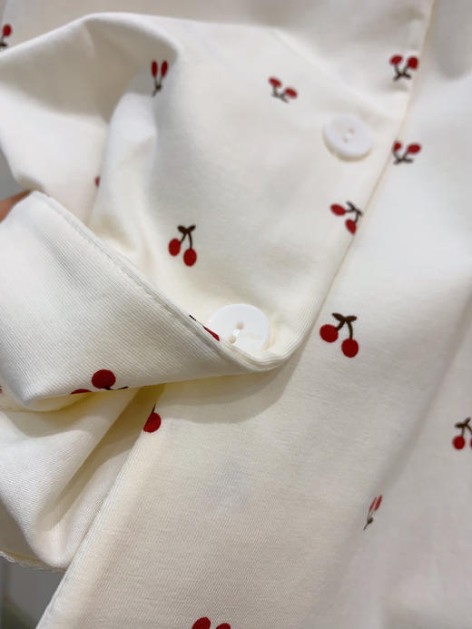 松植屋女款莱卡棉带胸垫长袖睡衣套装可外穿家居服 商品图6