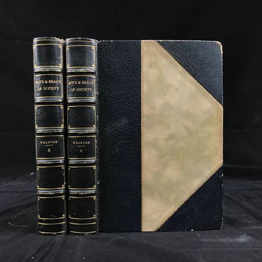 约19世纪后期 沃顿《社交界的才子俊男》（全2卷） 20幅版画肖像插图 真皮精装32开 商品图0