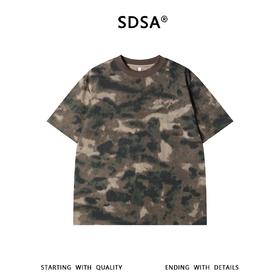 SDSA男装2026新款高贵轻奢复古扎染迷彩圆领短袖T恤百搭宽松上衣