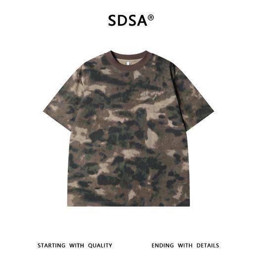 SDSA男装2026新款高贵轻奢复古扎染迷彩圆领短袖T恤百搭宽松上衣 商品图0
