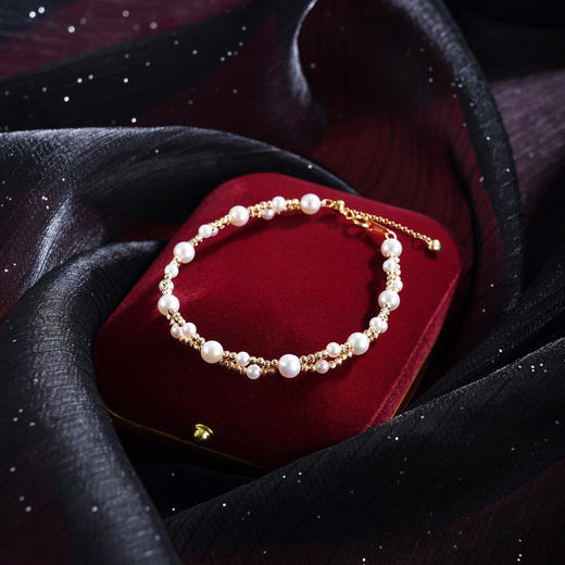 子佩集【金缕天后】银S925珍珠惜王妃手链【QJSL002】双排镀金2602 商品图1