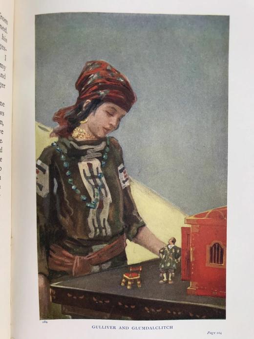 约20世纪早期 格列佛游记 Gordon Browne 百余幅插图（8幅彩色） 漆布精装32开 商品图7