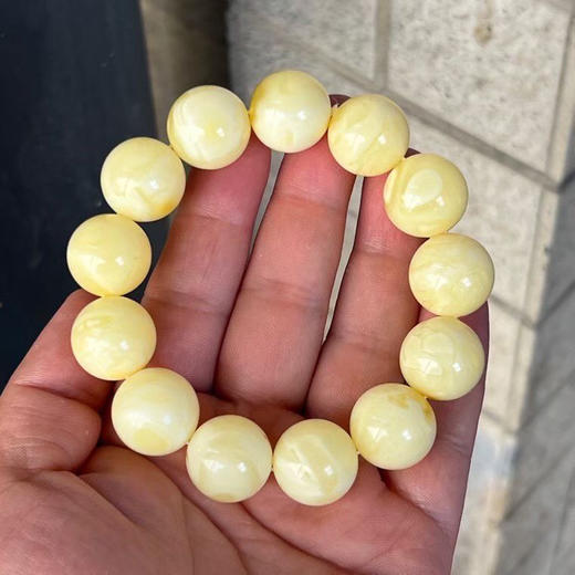 【青山特惠】17.4mm*13颗 精品原矿俄料 满蜡白花圆珠蜜蜡手串，37.17g m256 商品图2