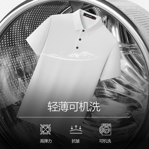 皮尔卡丹翻领无缝压胶细菠萝纹提花POLO衫PSP50226 商品图3