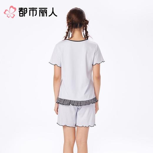 都市丽人睡衣女士睡衣薄家居服单面无尘棉睡衣女士无尘棉短袖套装女装短袖短裤LHC2C9 商品图2