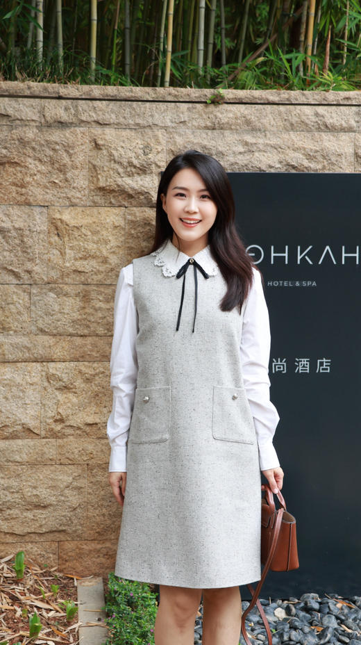 柏林画刊|英式点点花呢羊毛背心裙 商品图1