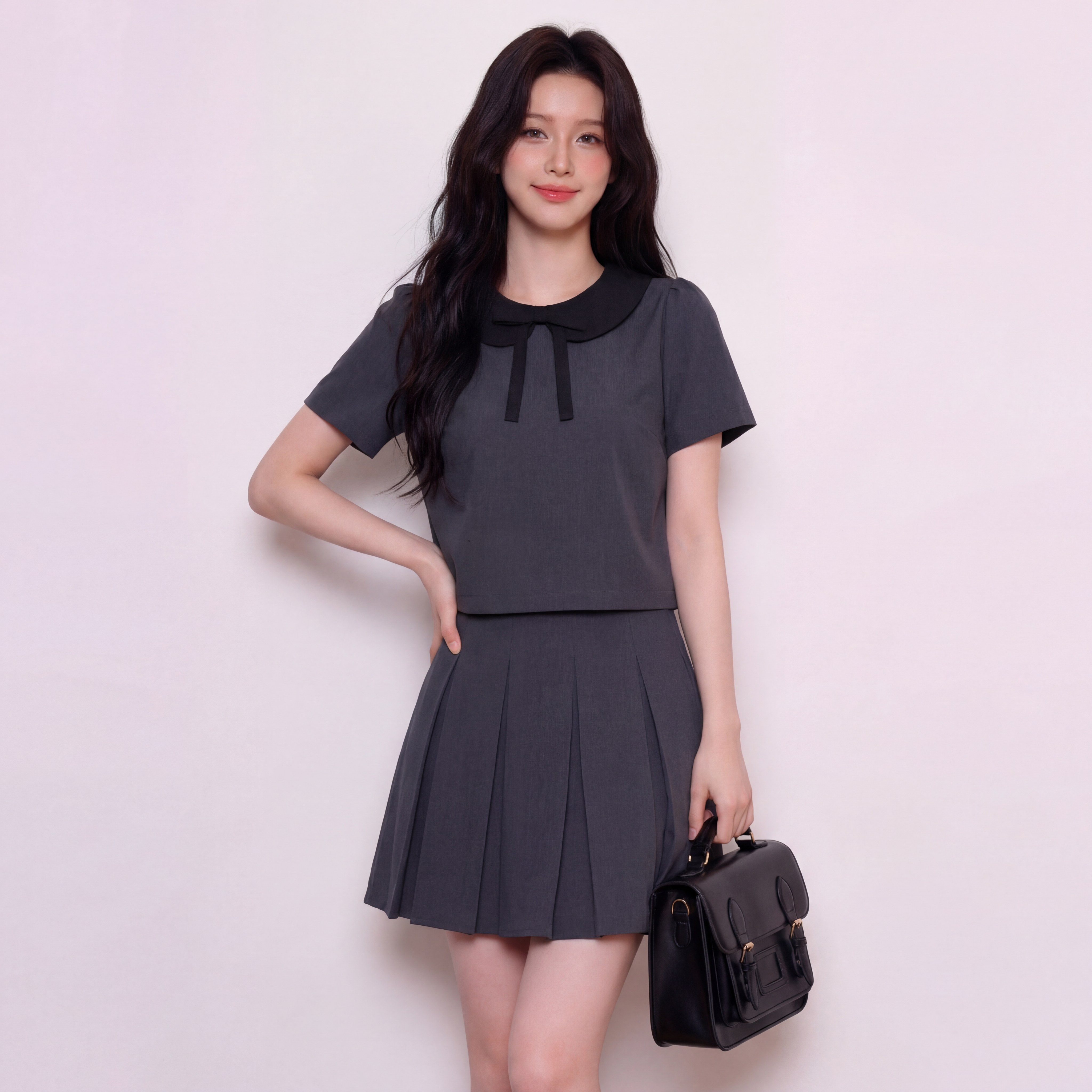 奢姿大码女装2026夏季减龄娃娃领两件套胖妹妹百褶时尚通勤套装9962972181