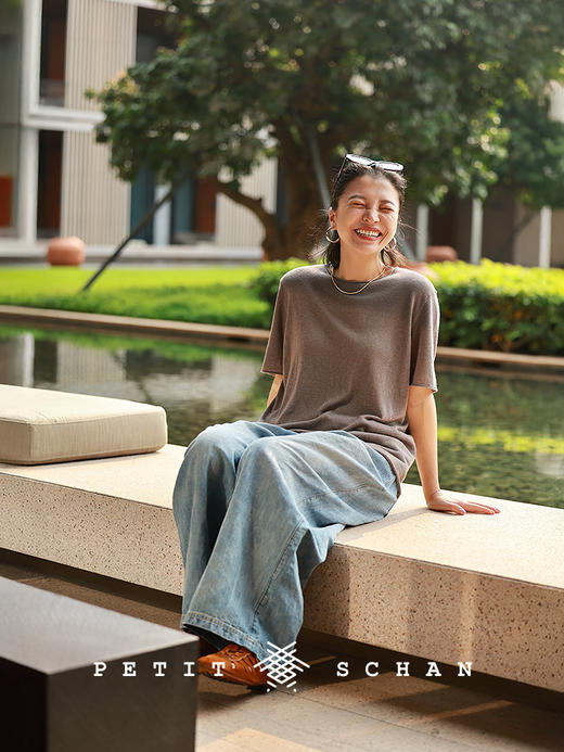 Petit Schan小闪 CLO#1087 Rain-washed woods 雨后树林 意大利EMiroglio亚麻混纺圆领针织衫T恤 商品图2