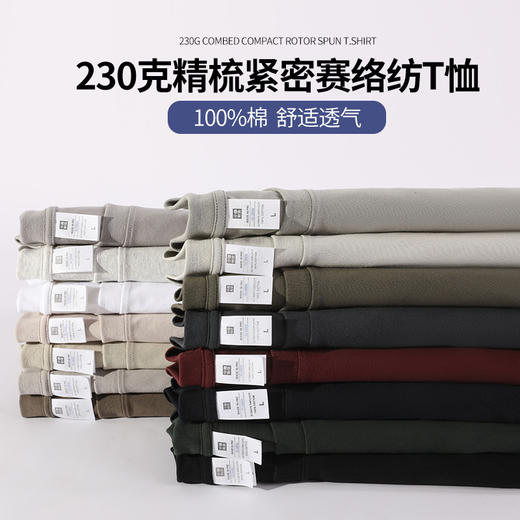 【夏季特卖，特惠3件装】【拍一件不发， 选3件加入购物车自动减】夏季230g短袖T恤男女同款纯棉圆领宽松百搭叠穿上衣休闲情侣打底衫 商品图2
