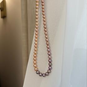 章小蕙风格，温柔有力量大女主·天然色ji光淡水珍珠 粉紫渐变项链 7-8mm