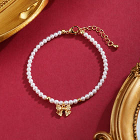 子佩集【柔光情结】珍珠惜王妃手链【XHSL002】镀金蝴蝶结2602
