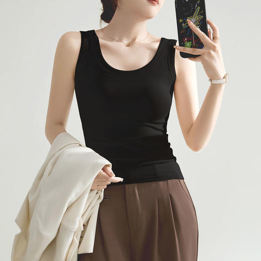 润微背心女宽松舒适外穿内搭女士背心吊带无袖运动背心 云锦贝贴 商品图1