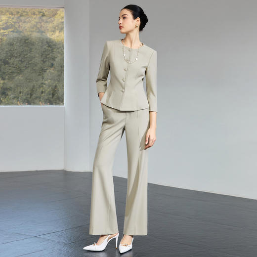IWY/牛油果绿色时尚西装套装女春季七分袖阔腿裤气质高级感通勤职业装J26CP240 商品图3