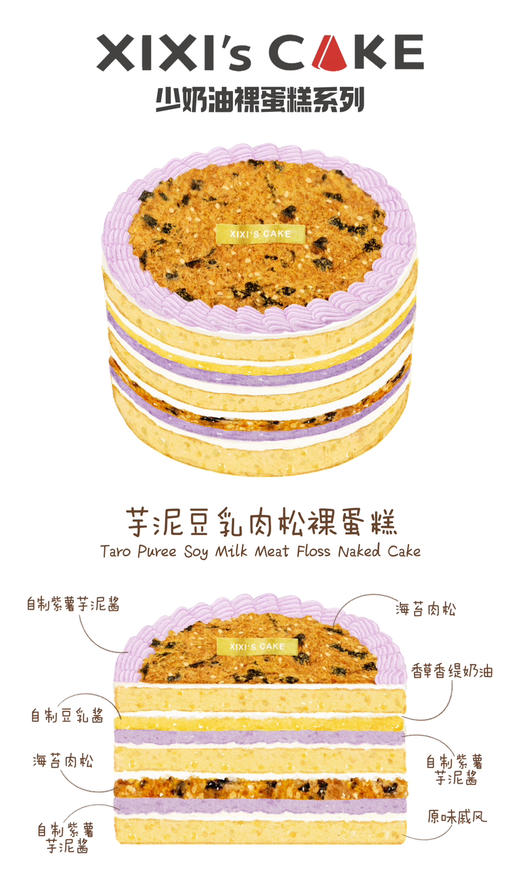 芋泥豆乳肉松裸蛋糕 商品图1