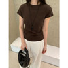 雀说天丝棉圆领正肩休闲T恤新款纯色百搭显瘦短袖上衣 WAL6228 商品缩略图4