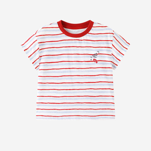 【商场同款】英氏儿童衣服男童夏季条纹短袖T恤防蚊圆领套头衫 商品图4