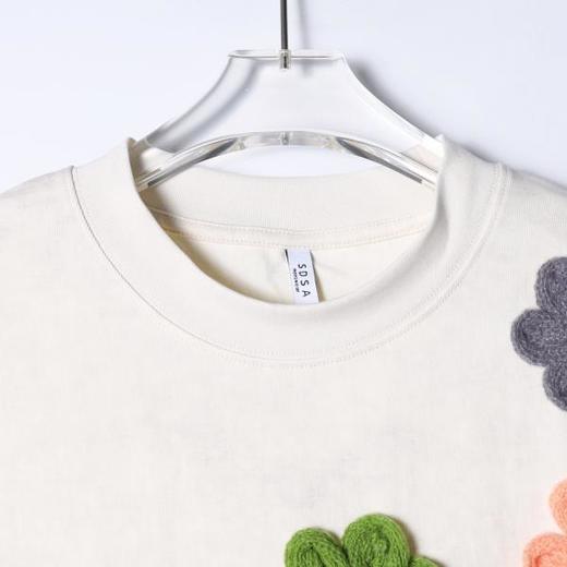 SDSA男装2026新款轻奢潮牌彩色立体花朵装饰设计圆领短袖T恤百搭 商品图1