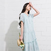 三彩2026夏季新款莫代尔连衣裙系带圆领短袖宽松A字裙中长裙S 商品缩略图2