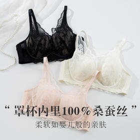 真丝蕾丝调整型聚拢文胸