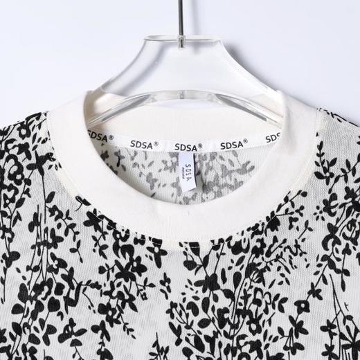 SDSA男装2026新款高贵轻奢潮牌透气撞色植绒花卉设计圆领长袖T恤 商品图1