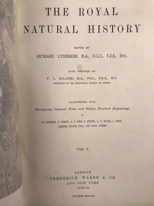 1893-96年 皇家自然史（全6卷） 千余幅版画插图（含大量套色版画） 真皮精装16开 商品图3