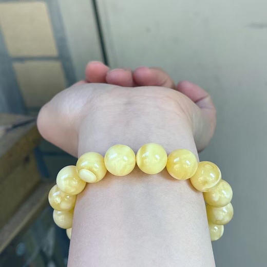 【青山特惠】12.8*17颗 精品原矿俄料 满蜜白花蜡圆珠蜜蜡手串 19.83克 m168 商品图6