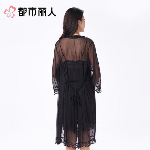 都市丽人睡衣女士睡衣薄家居服睡衣女士网纱短袖套装有杯垫吊带裙+外袍LHC4A3 商品图3