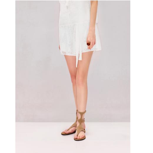 MAXRIENY波嬉风镂空烧花A字短裤26春夏白色高腰显瘦阔腿裤子女(货号:MF80PA001) 商品图0