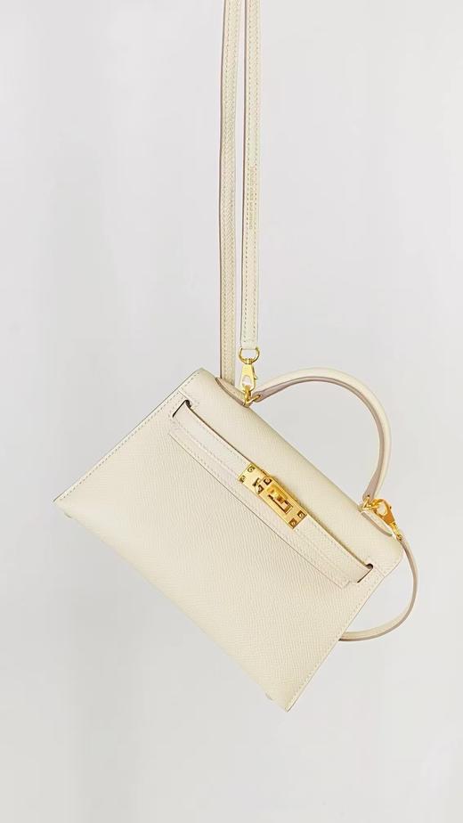 【纯手缝定制不退换】爱马仕 mini kelly 二代 奶昔白 金扣（MM） 商品图1