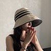 UPF50+高倍防晒黑胶防晒帽 大沿条纹空顶帽子 女户外防紫外线可折叠太阳帽  商品缩略图1