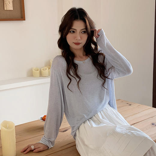 森岛 天丝醋酸亚麻针织衫 春夏宽松慵懒松弛轻薄透气T恤上衣 商品图8