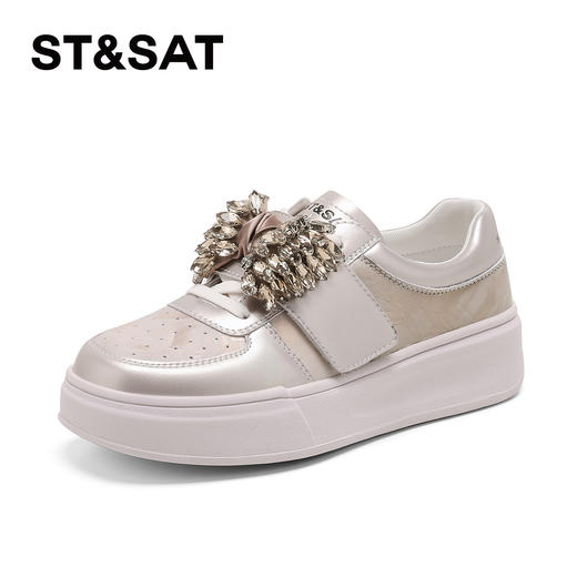 星期六26春新款闪闪钻饰厚底百搭休闲鞋SSE1112CW9 商品图12